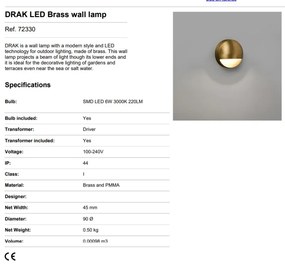 Aplica LED de exterior decorativa IP44 DRAK alama