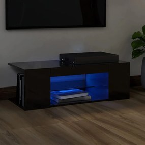Comoda TV cu lumini LED, negru extralucios, 90x39x30 cm 1, negru foarte lucios