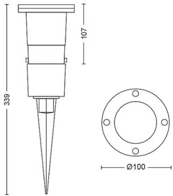 Lampă LED de exterior PULED 1xGU10/5W/230V IP44 Philips 1748130P0