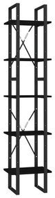 3081977 vidaXL Bibliotecă cu 5 rafturi, negru, 40x30x175 cm, lemn de pin