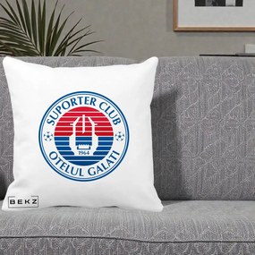 Perna Personalizata Otelul Galati Suporter Club 1964, 40x40 cm, Alba Mata, Husa Detasabila, Perna Inclusa, BEKZ®