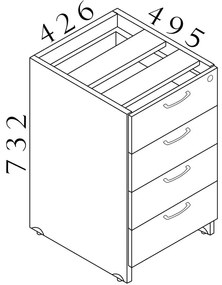 Container Visio LUX 47 x 70 cm, stejar