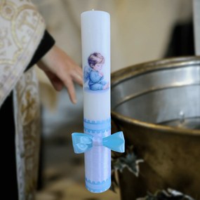 Lumanare botez decorata baby angel 7 cm, 30 cm