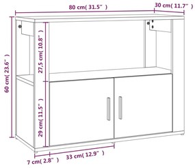 Servanta, gri beton, 80x30x60 cm, lemn prelucrat 1, Gri beton