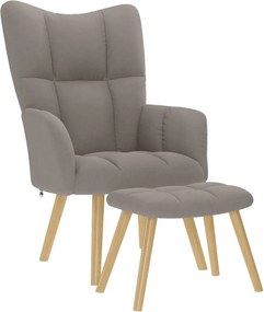 vidaXL Scaun de relaxare cu taburet, gri taupe, textil