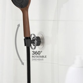 Suport pentru capul de duș negru autoadeziv din plastic Libertà – Wenko