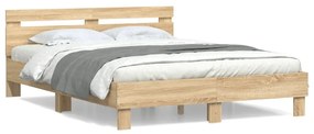 3207422 vidaXL Cadru de pat cu tăblie stejar sonoma 140x200 cm lemn prelucrat