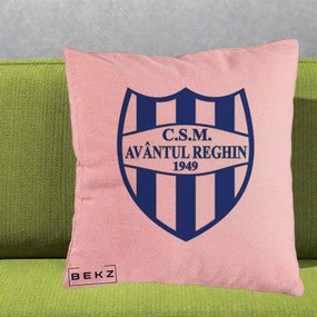 Perna Personalizata CSM Avantul Reghin 1949, 40x40 cm, Roz, Husa Detasabila, Perna Inclusa, BEKZ®