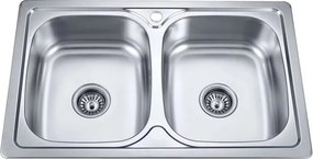 Chiuveta inox Inter Ceramic Tampico cu doua cuve fara picurator finisaj inox lucios 80x50 cm