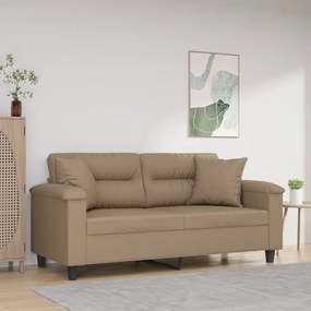 vidaXL Canapea cu 2 locuri cu pernuțe, cappuccino, 140 cm, piele eco.