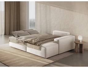 Colțar alb extensibil cu tapițerie din țesătură bouclé (cu colț pe partea dreaptă) Jodie – Micadoni Home