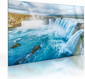 Tablou pe sticlă - Cascada Godafoss (70x50 cm)