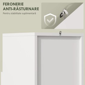 HOMCOM Dulăpior pentru Baie Îngust cu Ușă Amortizată și Raft Deschis, Mobilier Compact cu Rafturi Reglabile, pentru Bucătărie, Sufragerie sau Baie, 30x30x71,5 cm, Alb și Lemn Natur | Aosom Romania