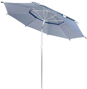 Umbrela de plaja Muhler 22511008629, Ø190 cm, Inaltime 203 cm, 8 spite din fibră de sticla, Inclinare reglabilă, protecție UV UPF 50+, Albastru
