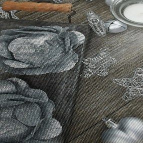 Tablou - decorațiuni argintii de Crăciun (cu ceas) (90x30 cm)