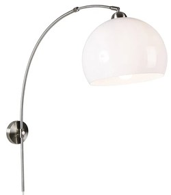 Lampă de perete arcuită inteligentă din oțel cu abajur alb, incl. WiFi G125 - Bow