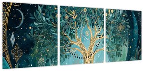 Tablou – Arborele vieții în univers (cu ceas) (90x30 cm)