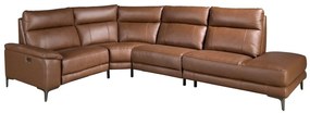 Coltar 5 locuri, Functia Relax, Sezlong Dreapta, Cowhide maro tutun