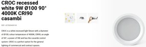 Spot LED incastrabil CROC IP44 recessed white 9W 10cm 90 grade 4000K CRI90 casambi