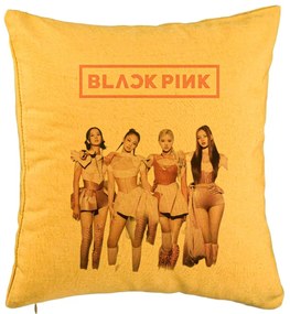 Perna Decorativa BlackPink, Model 1, 40x40 cm, Galben, Husa Detasabila, Burduf