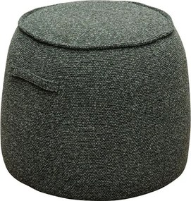 Puf rotund din stofă, verde, cu două mânere laterale, 50 x Ø 48 cm, „Mona”