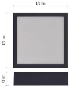 Plafonieră LED/12,5W/230V 3000/3500/4000K 17x17 cm negru