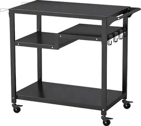 Cărucior mobil cu grătar cu 3 niveluri