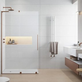 Paravan de dus tip Walk-in Radaway Furo SL cupru periat-transparent 80 cm sticla securizata 8 mm stanga