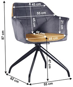 Scaun pivotant, gri, tesatura de catifea camel   negru, RATOKO