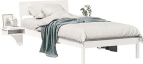 vidaXL Cadru de pat cu headboard Alb 90 x 200 cm Lemn de pin masiv