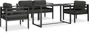 vidaXL Set mobilier de grădină cu perne, 5 piese, antracit, aluminiu