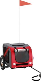 vidaXL Remorcă bicicletă animale companie, roșu/gri textil oxford/fier