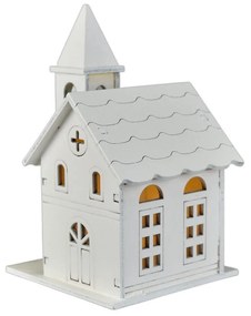 Decor iluminat de Crăciun Biserica din lemn, 8 x13 x 8 cm, LED