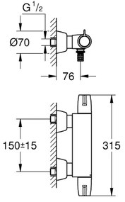 GROHE 34666000 - Baterie termostatică medicală DN 15, crom lucios