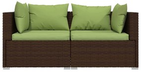 Canapea cu 2 locuri, cu perne, maro, poliratan 1, maro si verde, Canapea cu 2 locuri, 1