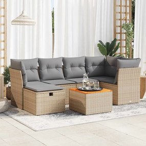 vidaXL Set canapele de grădină, 7 piese, cu perne, bej, poliratan