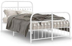 376664 vidaXL Cadru de pat metalic cu tăblie, alb, 120x190 cm