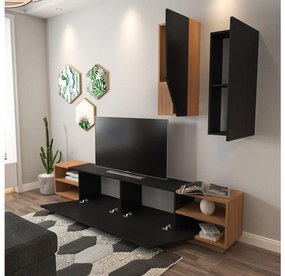 Mobilier living Ziva 2 (negru + teak). 1102660
