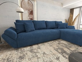 Colțar extensibil dumonde cu ladă de depozitare si sezut confortabil din spuma high-density, Berlin XL Zoom Blue 350x185 cm II