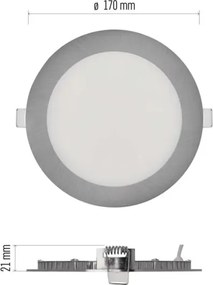 Corp de iluminat LED încastrat NEXXO LED/12,5W/230V 3000/3500/4000K argintiu Ø 17 cm