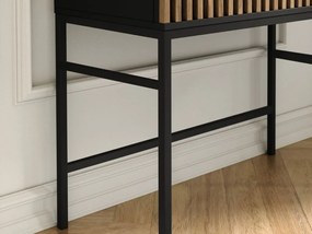 Masa de toaleta cu oglinda si sertar MEORATI 155x85cm, negru/dub artisan