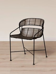 Scaun maro din metal si rattan, "Zeyra"