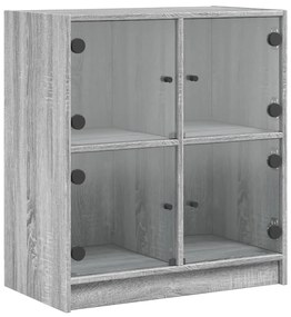 836383 vidaXL Dulap lateral cu uși din sticlă, gri sonoma, 68x37x75,5 cm