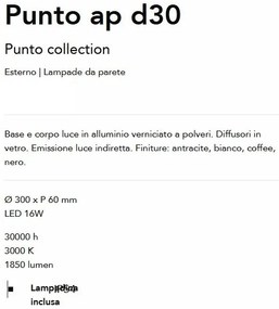 Aplica LED iluminat exterior ambiental Punto ap d30 alba