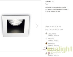 Spot incastrabil pt. tavan fals 9x9cm, FUNKY FI1 BIANCO 083230