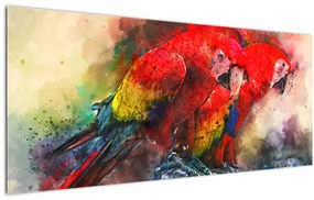 Tablou - Papagali roșii ara (120x50 cm)