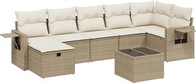 vidaXL Set canapele de grădină, 8 piese, cu perne, bej, poliratan