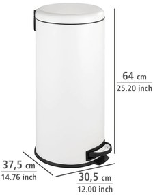 Coș de gunoi alb cu pedală din oțel 30 l Leman – Wenko