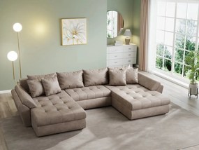 Colțar extensibil dumonde cu ladă de depozitare si sezut confortabil din spuma high-density, Loana U Tobago Silver 355x185 cm