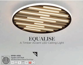 Plafoniera LED metal negru cu lemn Equalise